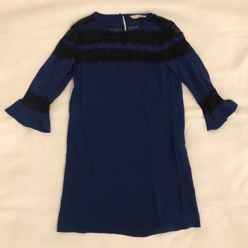 Rebecca Taylor silk & lace dress illusion lace